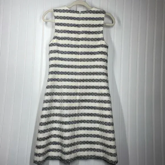 J.Crew Women’s White & Blue Sleeveless V-Neck Back Zip Fit & Flare Dress Size 0 - Picture 12 of 12